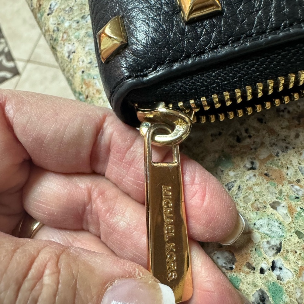 Michael Kors Black Wallet with Gold Studs - Picture 2 of 5